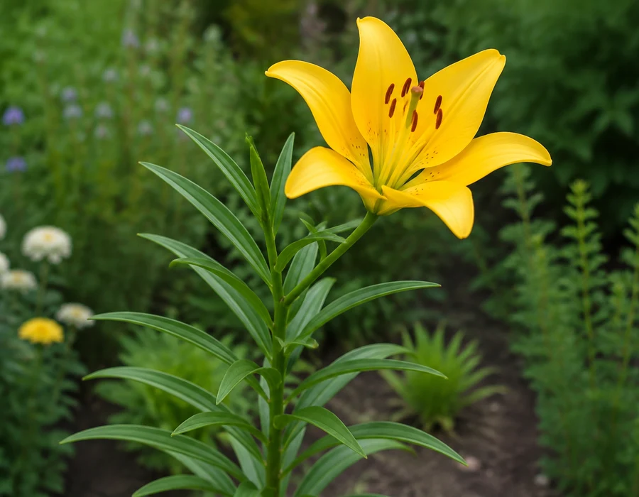 True lily with six tepals on an upright leafy stem